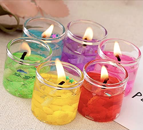 Multicolor Smokeless Jelly Gel Glass Candles || set of 18