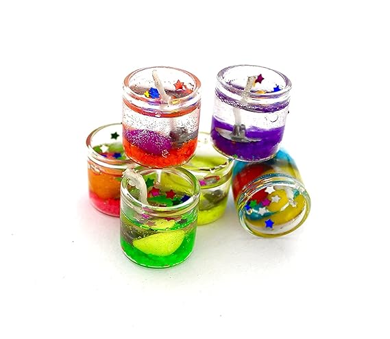 Multicolor Smokeless Jelly Gel Glass Candles || set of 18