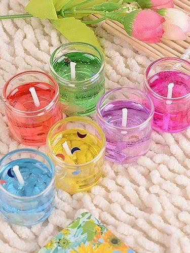 Multicolor Smokeless Jelly Gel Glass Candles || set of 18