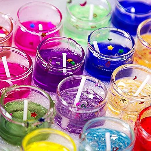 Multicolor Smokeless Jelly Gel Glass Candles || set of 18