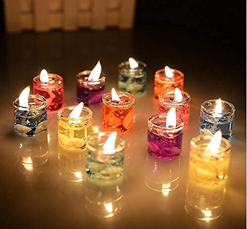 Multicolor Smokeless Jelly Gel Glass Candles || set of 18