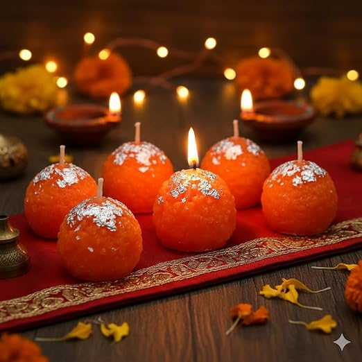 Premium Ladoo Candle for Diwali || Set of 6